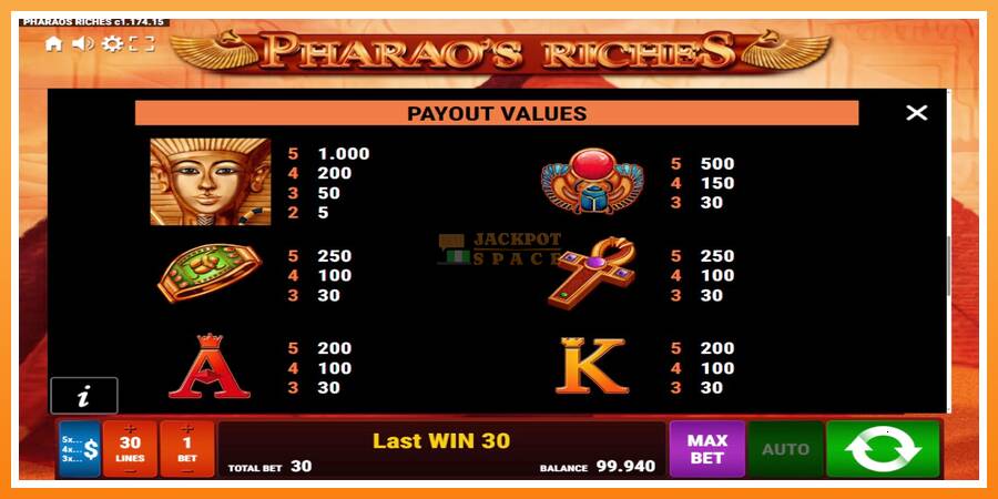 Pharaos Riches leikjavél fyrir peninga, mynd 7