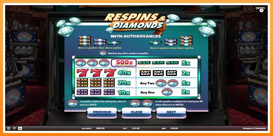 Respins Diamonds leikjavél fyrir peninga, mynd 5