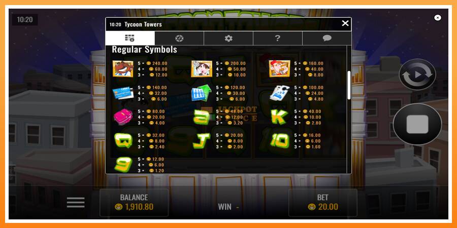 Tycoon Towers leikjavél fyrir peninga, mynd 6