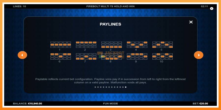 Firebolt Multi 7s Hold and Win leikjavél fyrir peninga, mynd 7