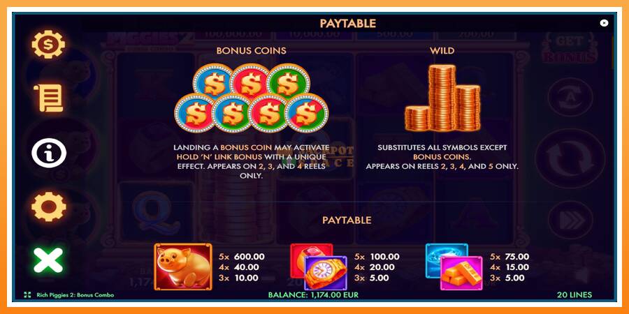 Rich Piggies 2: Bonus Combo leikjavél fyrir peninga, mynd 5