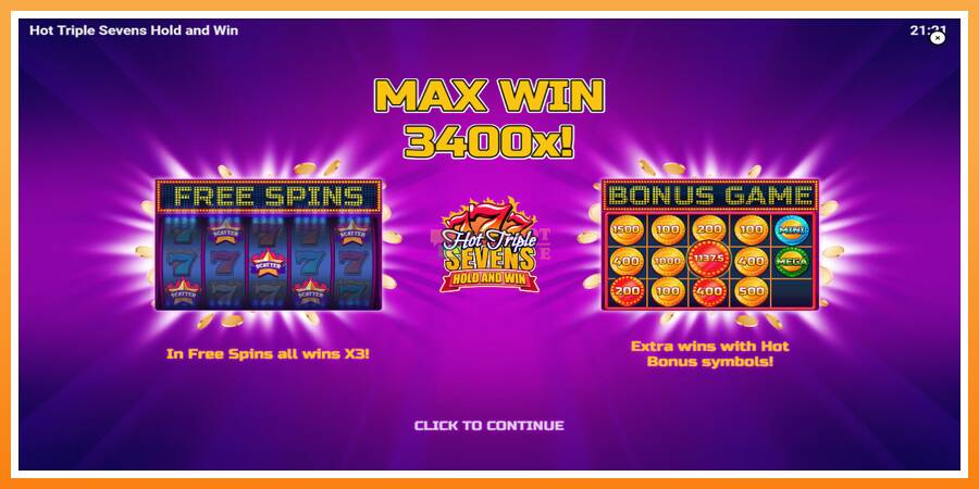 Hot Triple Sevens Hold & Win leikjavél fyrir peninga, mynd 1