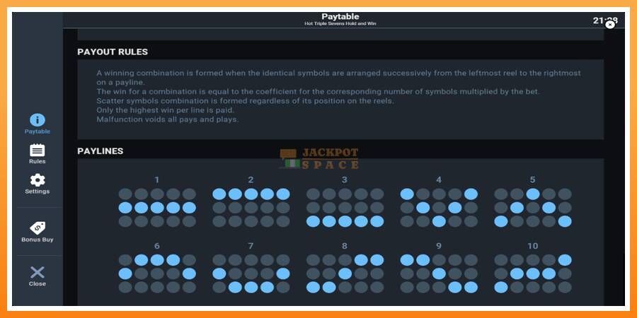 Hot Triple Sevens Hold & Win leikjavél fyrir peninga, mynd 7