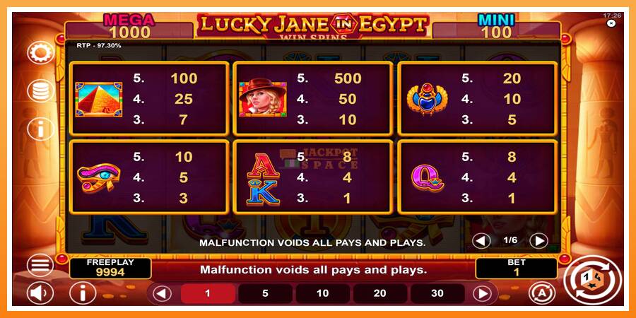 Lucky Jane in Egypt Win Spins leikjavél fyrir peninga, mynd 6