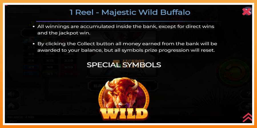 1 Reel Majestic Wild Buffalo leikjavél fyrir peninga, mynd 6