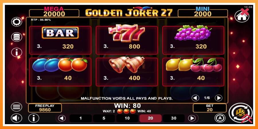 Golden Joker 27 Hold & Win leikjavél fyrir peninga, mynd 5