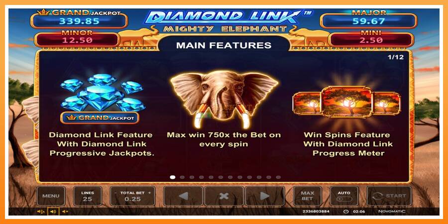 Diamond Link: Mighty Elephant leikjavél fyrir peninga, mynd 3