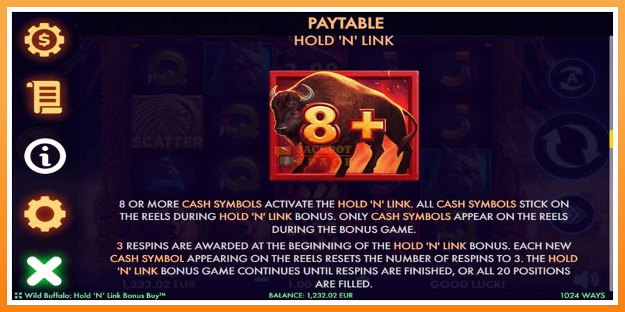 Wild Buffalo Hold N Link Bonus Buy leikjavél fyrir peninga, mynd 7