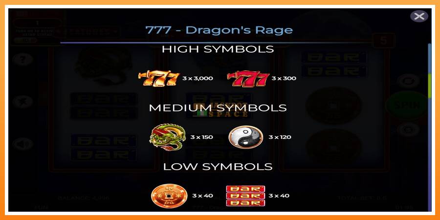 777 - Dragons Rage leikjavél fyrir peninga, mynd 5