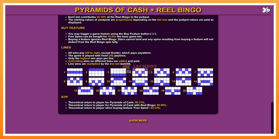 Pyramids of Cash with Reel Bingo leikjavél fyrir peninga, mynd 6