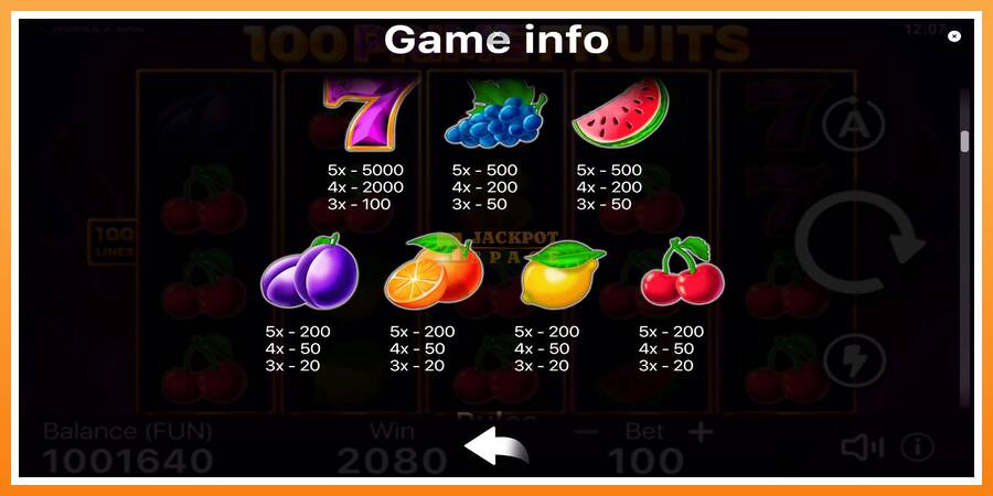 100 Prime Fruits leikjavél fyrir peninga, mynd 6