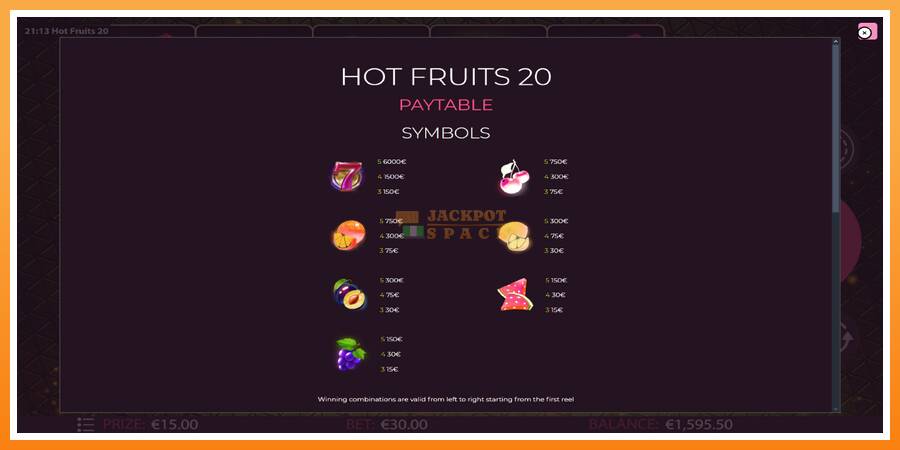 Hot Fruits 20 leikjavél fyrir peninga, mynd 5