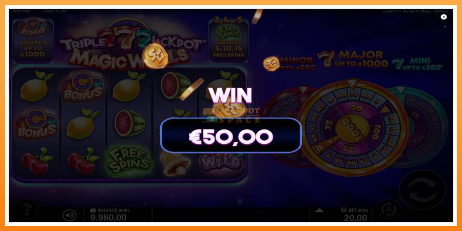 Triple 777 Jackpot Magic Wheels leikjavél fyrir peninga, mynd 3