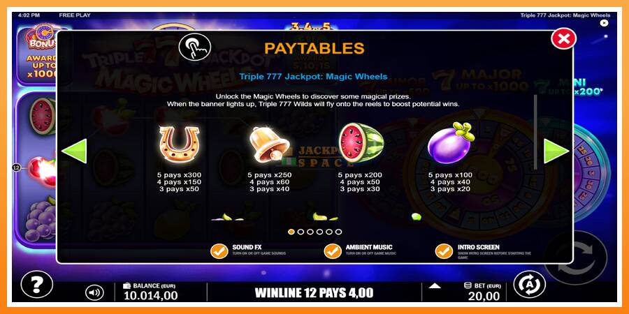 Triple 777 Jackpot Magic Wheels leikjavél fyrir peninga, mynd 5