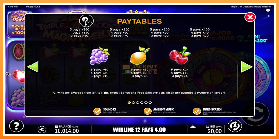 Triple 777 Jackpot Magic Wheels leikjavél fyrir peninga, mynd 6