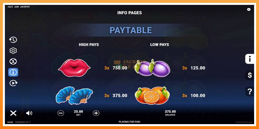 Jazz Jam Jackpots leikjavél fyrir peninga, mynd 6