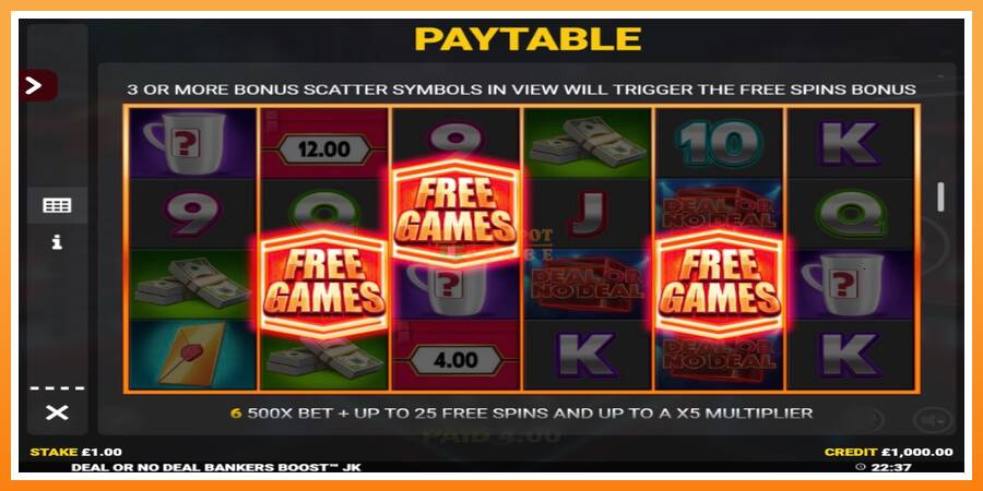 Deal or No Deal Bankers Boost Jackpot King leikjavél fyrir peninga, mynd 4