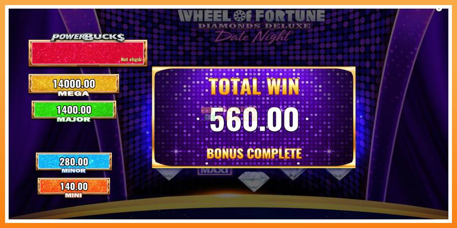 PowerBucks Wheel of Fortune Diamonds Deluxe Date Night leikjavél fyrir peninga, mynd 5