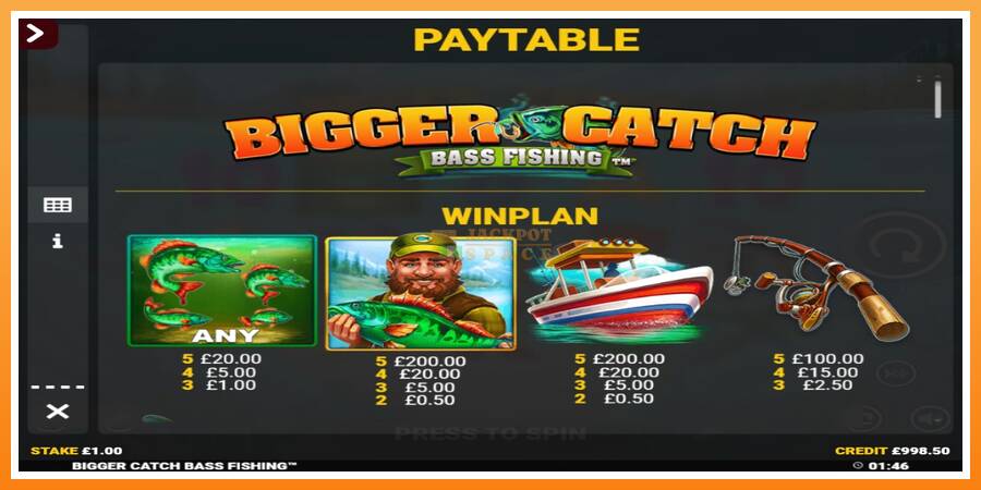 Bigger Catch Bass Fishing Rapid Fire Jackpots leikjavél fyrir peninga, mynd 4