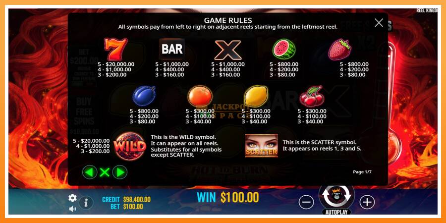 Hot to Burn - 7 Deadly Free Spins leikjavél fyrir peninga, mynd 5