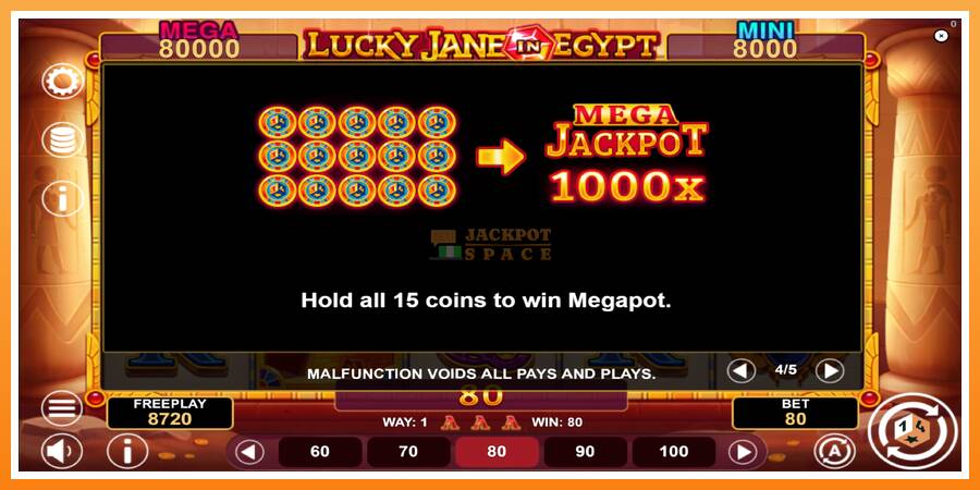 Lucky Jane in Egypt Hold & Win leikjavél fyrir peninga, mynd 7