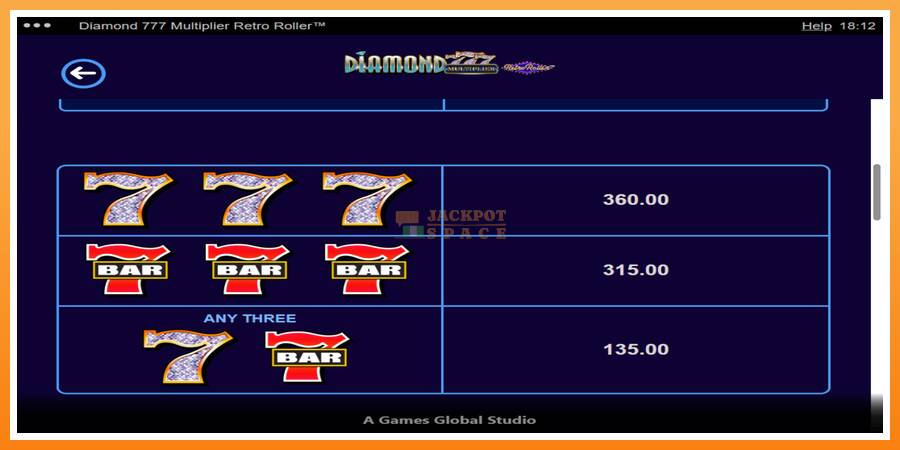 Diamond 777 Multiplier Retro Roller leikjavél fyrir peninga, mynd 6