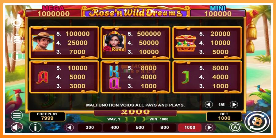 Rose’n Wild Dreams Hold & Win leikjavél fyrir peninga, mynd 4