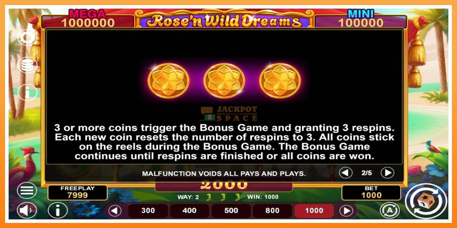 Rose’n Wild Dreams Hold & Win leikjavél fyrir peninga, mynd 5