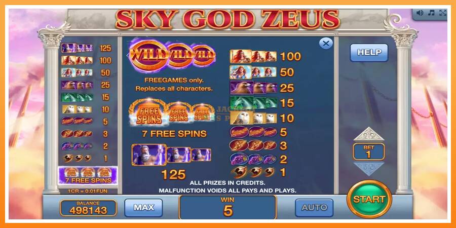 Sky God Zeus 3x3 leikjavél fyrir peninga, mynd 7