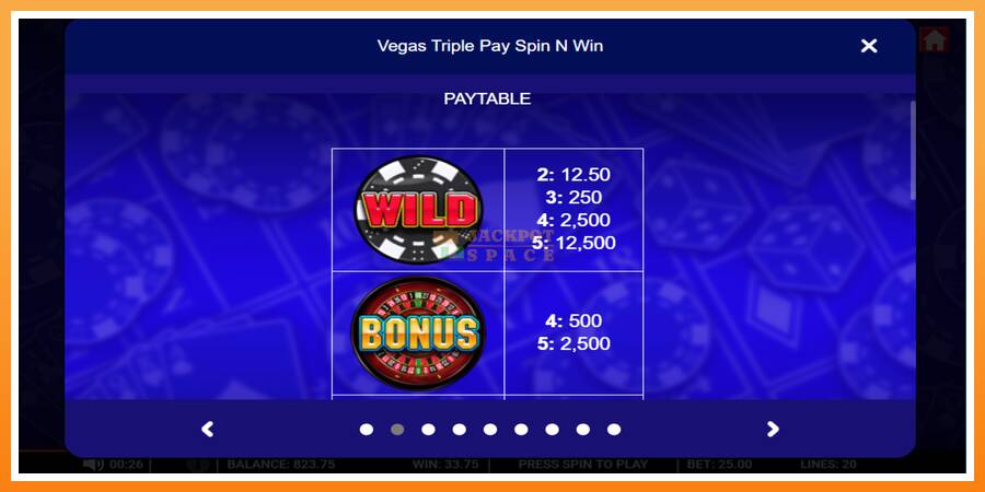 Vegas Triple Pay Spin n Win leikjavél fyrir peninga, mynd 3