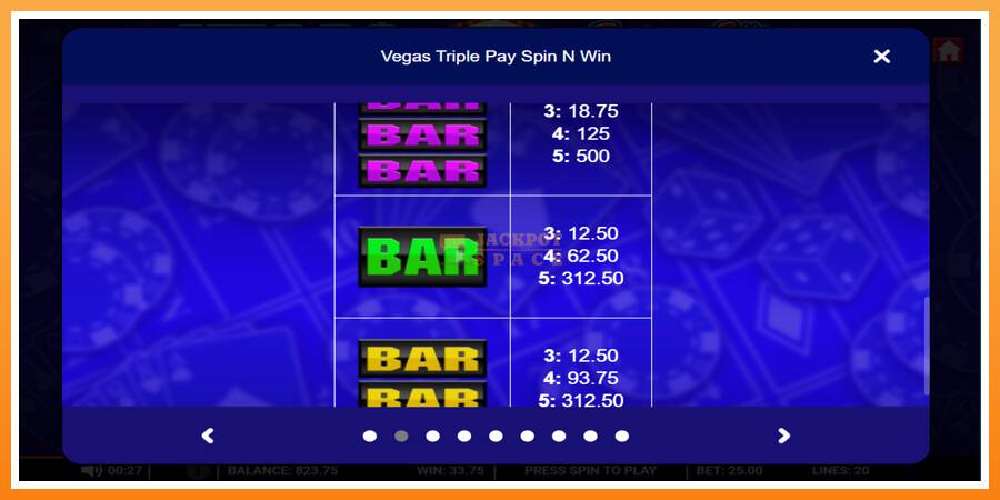 Vegas Triple Pay Spin n Win leikjavél fyrir peninga, mynd 4