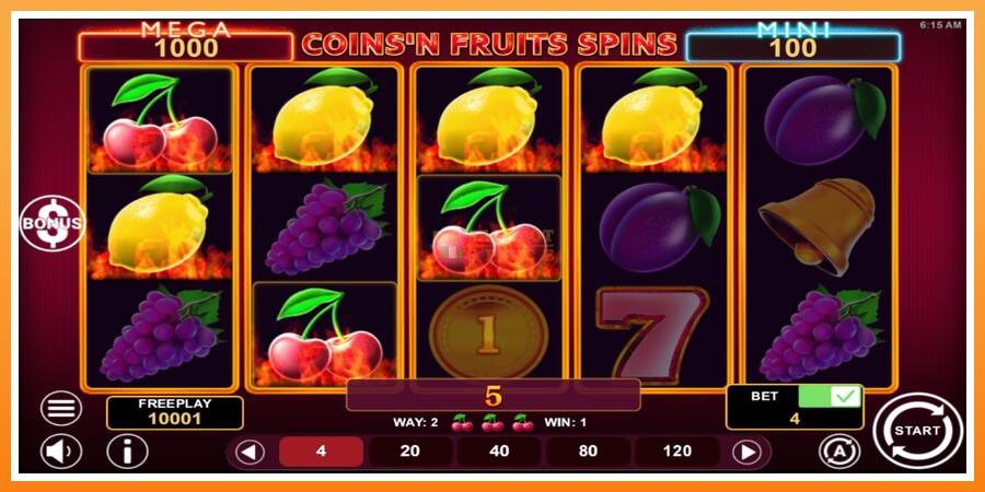 Coinsn Fruits Spins leikjavél fyrir peninga, mynd 3