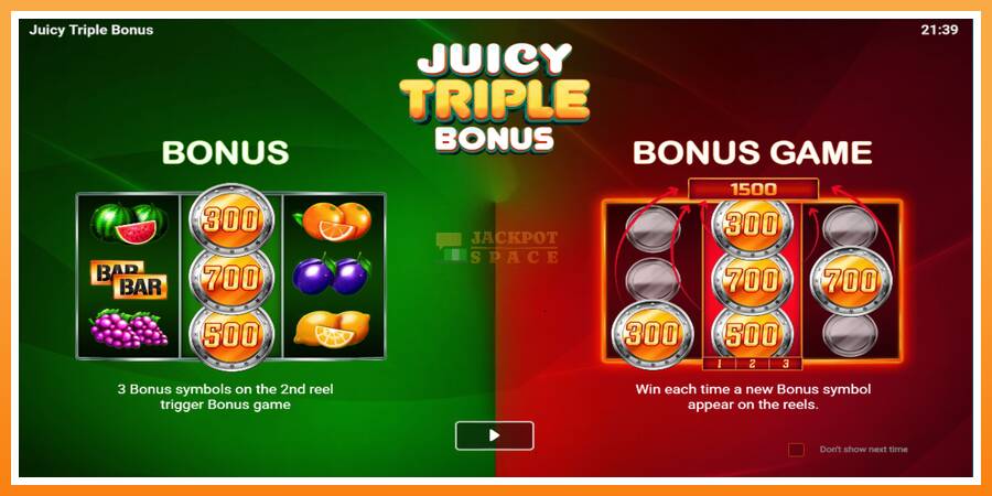 Juicy Triple Bonus leikjavél fyrir peninga, mynd 1