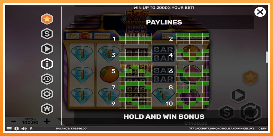 777 Jackpot Diamond Hold and Win Deluxe leikjavél fyrir peninga, mynd 7