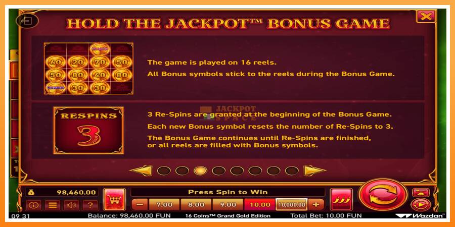 16 Coins Grand Gold Edition Score The Jackpot leikjavél fyrir peninga, mynd 6