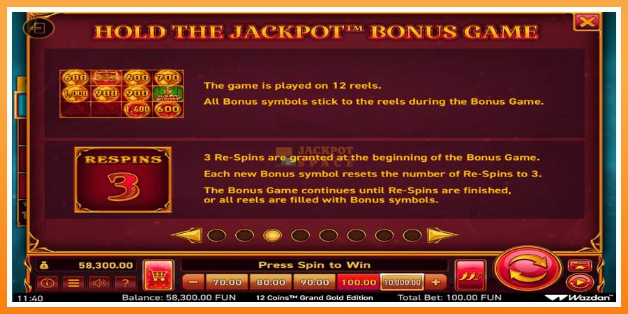 12 Coins Grand Gold Edition Score The Jackpot leikjavél fyrir peninga, mynd 6