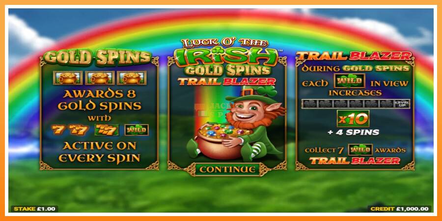 Luck O The Irish Gold Spins Trail Blazer leikjavél fyrir peninga, mynd 1