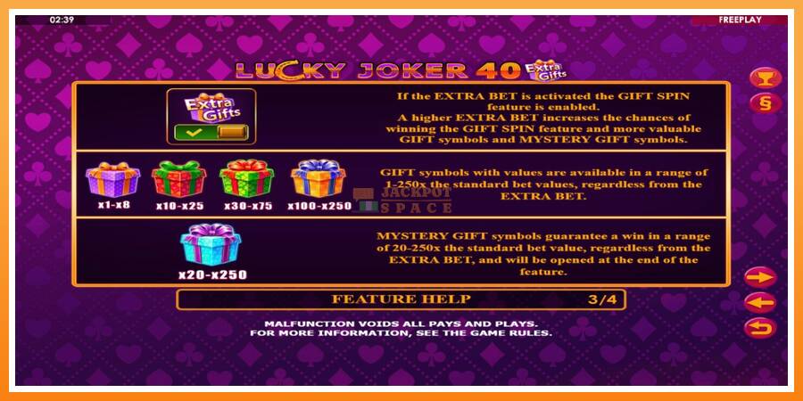 Lucky Joker 40 Extra Gifts leikjavél fyrir peninga, mynd 6